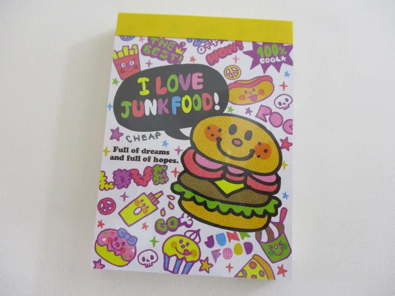 Cute Kawaii Kamio I Love Junk Food Mini Notepad / Memo Pad - Stationery Designer Paper Collection Rare