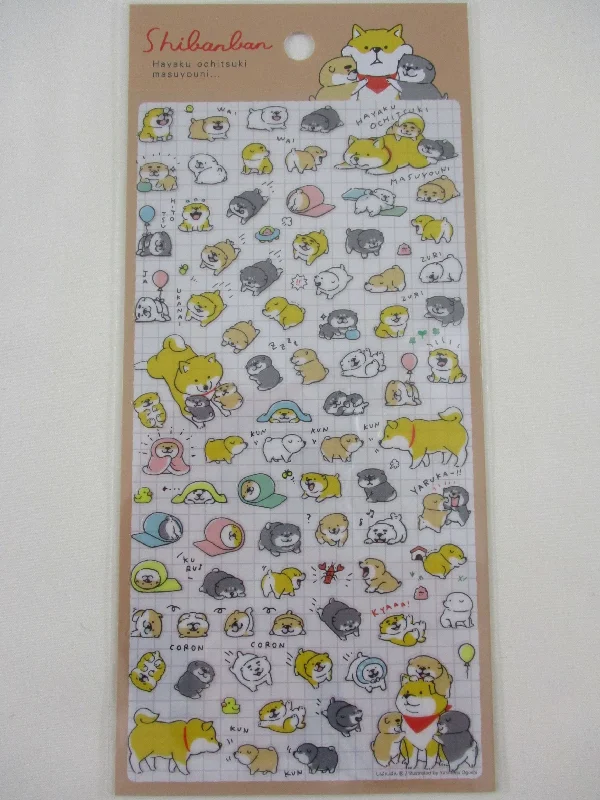 Cute Kawaii Mind Wave Dog Puppies Playful Blanket Roll Sticker Sheet - for Journal Planner Craft