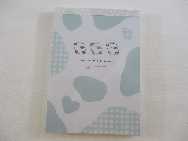 Cute Kawaii Q-Lia Dear Moo Moo Cow 4 x 6 Inch Notepad / Memo Pad - A - Stationery Designer Paper Collection