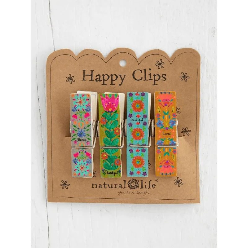 Natural Life : Bag Clips, Set of 4 - Thankful Blessed