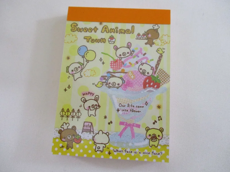 Cute Kawaii VHTF Kamio Sweet Animal Town Mini Notepad / Memo Pad - Stationery Designer Paper Collection