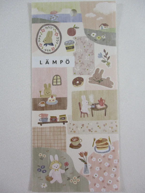 Cute Kawaii MW Lampo Scenic Animal Series - C - Bunny Rabbit Strawberry Cake Coffee Tea Pancake Teatime Donut Apple Tulip Food Gardening Tender Classic Sticker Sheet - for Journal Planner Schedule Scrapbook Craft