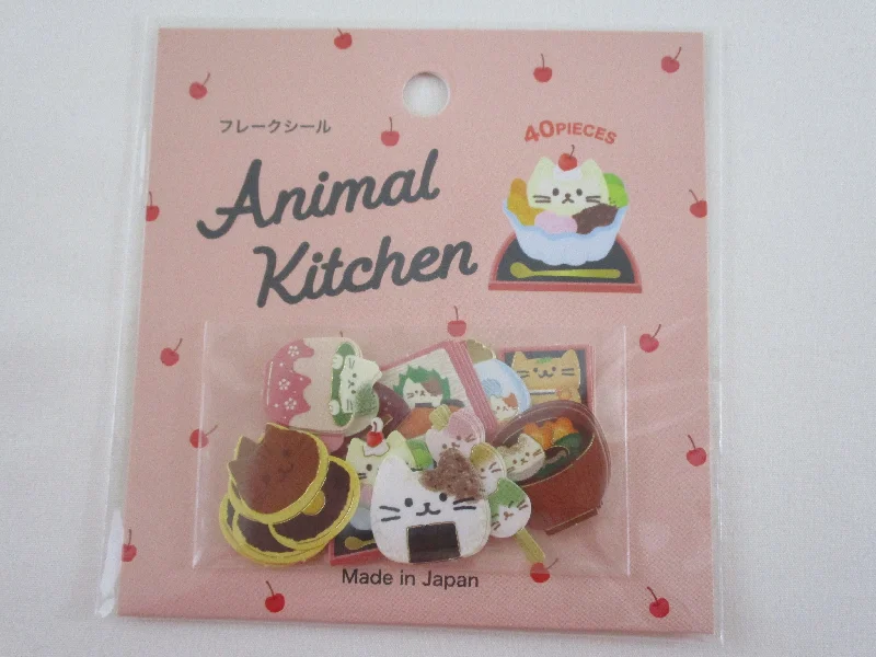 Cute Kawaii Gaia Animal Kitchen Series Food Stickers Flake Sack - Cat - for Journal Planner Craft Scrapbook Collectible