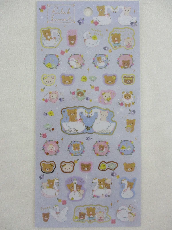 Cute Kawaii San-X Rilakkuma Swan Sticker Sheet 2022 - A Blue - for Planner Journal Scrapbook Craft