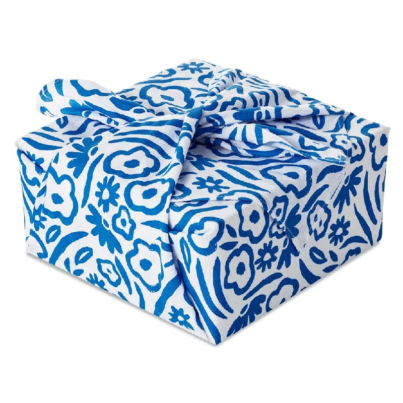 Hallmark : 26" Blue Floral Fabric Gift Wrap