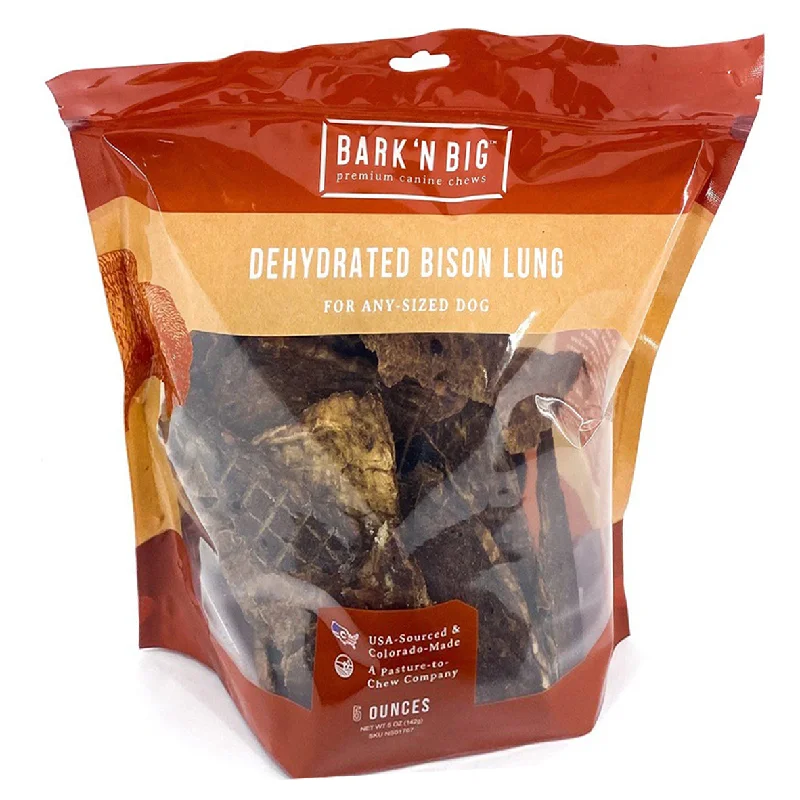 BarkNBig USA Dehydrated Bison Lung Puffs Dog Treats, 5oz bag