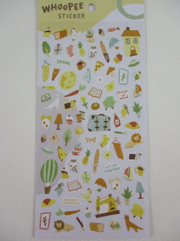 Cute Kawaii MW Whoopee Series - A - Cheerful Shining Fruit Vegetable Bread Plant Food Yellow Change of Mood Sticker Sheet - for Journal Planner Craft