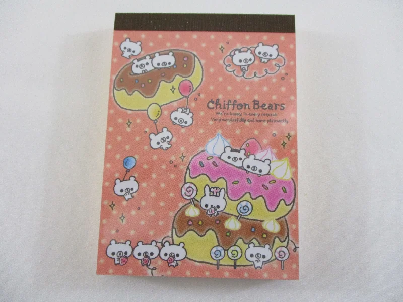 Cute Kawaii Crux Chiffon Bear Donuts Mini Notepad / Memo Pad - Stationery Designer Paper Collection