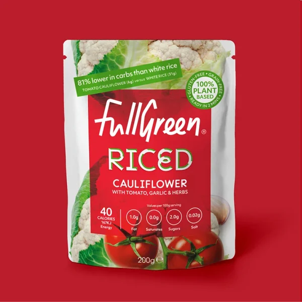 Fullgreen Riced - Cauliflower Rice With Tomato Garlic & Herbs 200g (6pk)