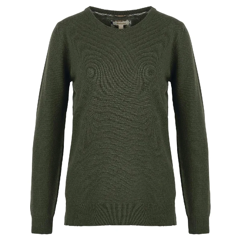 Barbour Ladies Pendle Crew Knit - Olive/Fawn