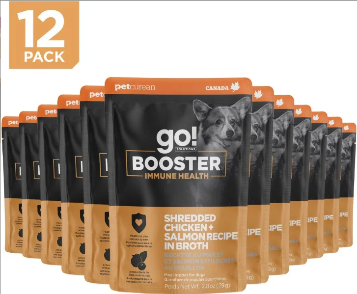 Go! Solutions Booster Immune Health Shredded Chicken + Salmon In Broth For Dogs