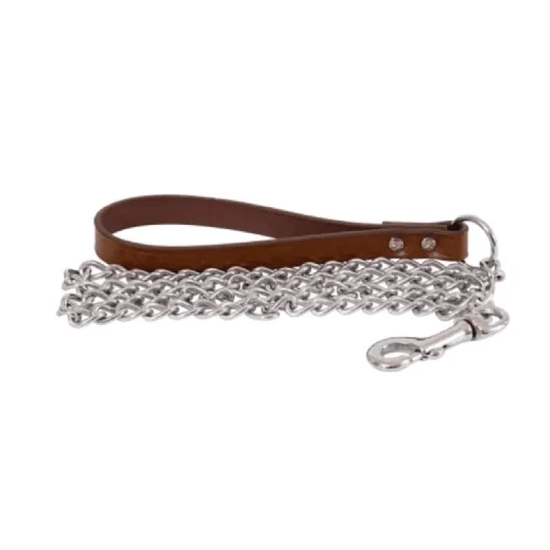 Beau Pets – Chain Lead with Leather Handle – Cognac