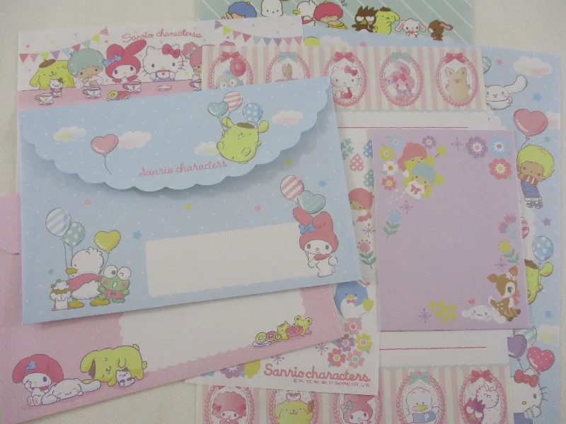 Cute Kawaii Hello Kitty Little Twin Stars My Melody Purin Pochacco Tuxedosam Letter Sets - Penpal Stationery Writing Paper Envelope Preowned