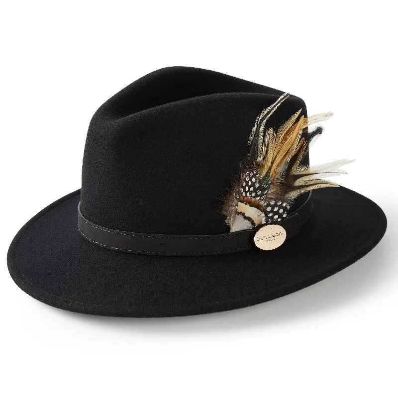 Hicks & Brown The Suffolk Fedora Guinea & Pheasant Feather Hat