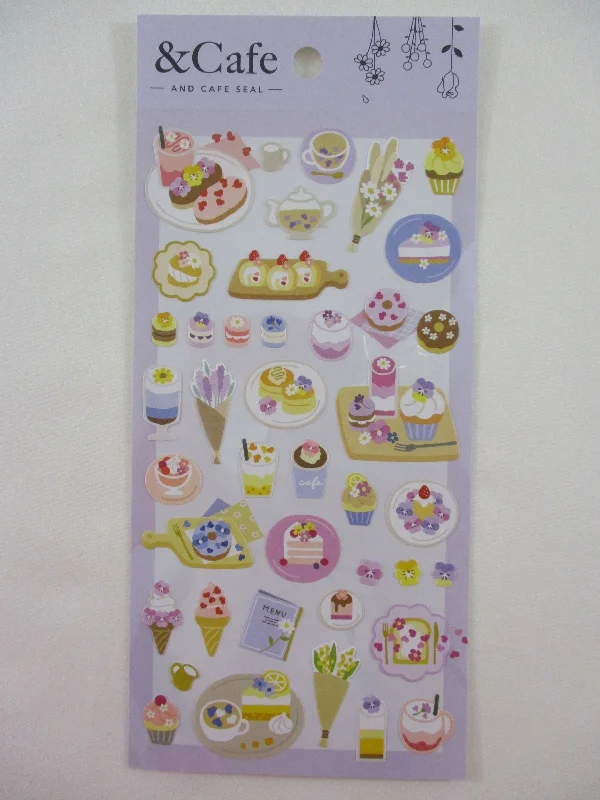 Cute Kawaii Mind Wave & Cafe Seal Series - H - Very Berry Cafe Pancake Cake Fruit Yogurt Ice Cream Shop Sticker Sheet - for Journal Planner Craft