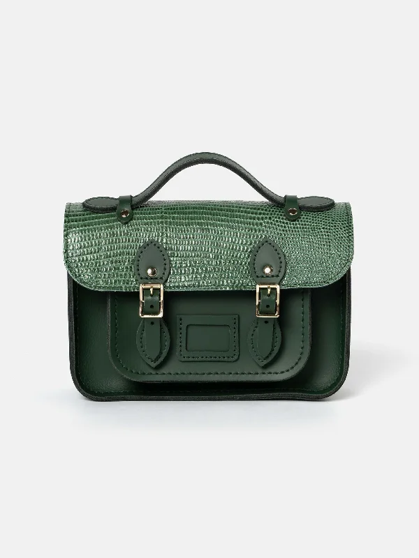 The Mini -  Green Lizard Printed Calf Grain with Racing Green