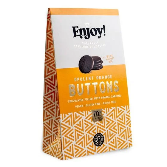 Enjoy! Opulent Orange Caramel Filled Chocolate Buttons 96g