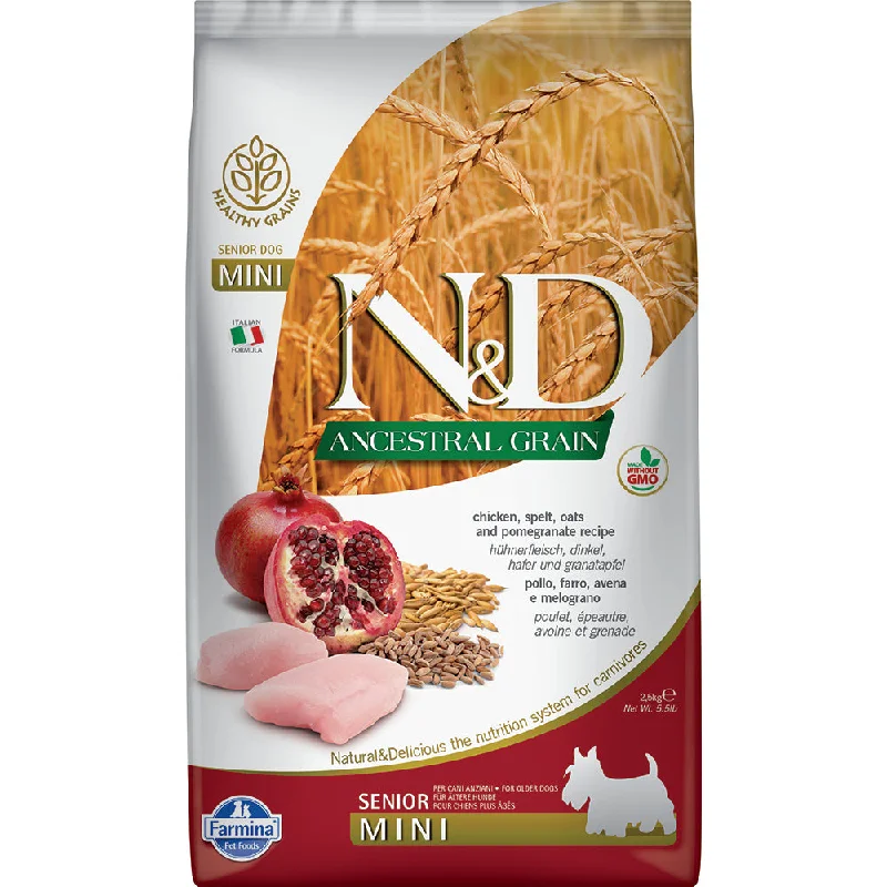 Farmina N&D Ancestral Grain Chicken & Pomegranate Recipe Mini Senior Dry Dog Food