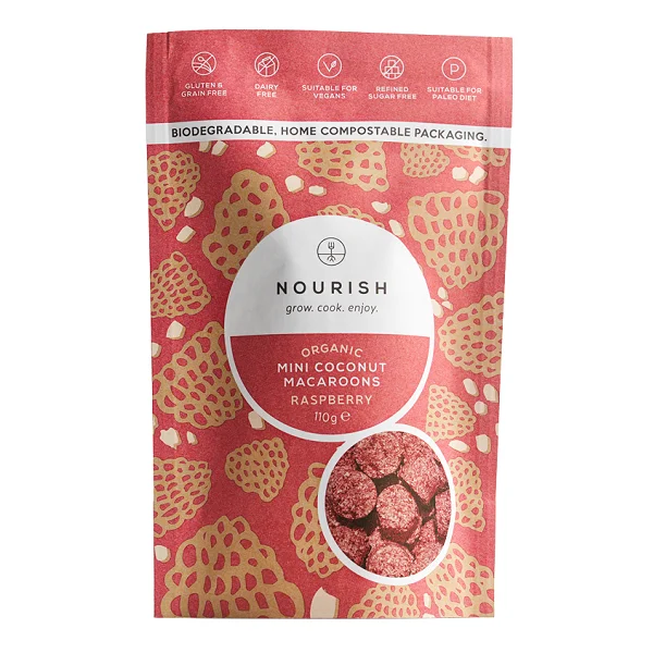 Nourish Organic Raspberry Coconut Crunch Mini Macaroons 110g