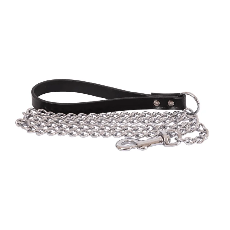 Beau Pets – Chain Lead with Leather Handle – Black