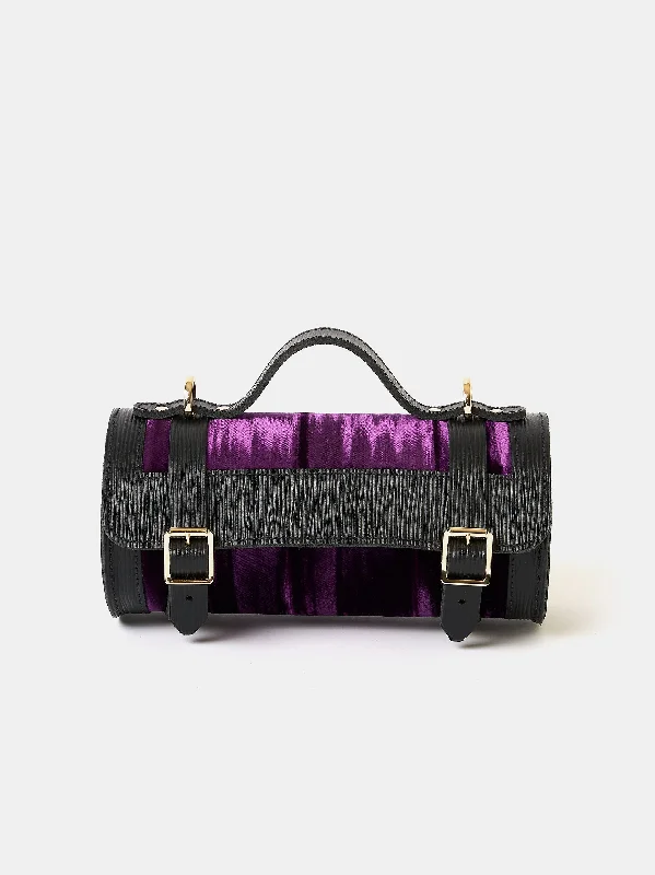 The Mini Bowls Bag - Black 1914 Grain with Purple Velvet