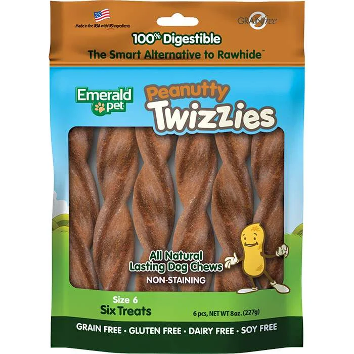 Emerald Pet Peanutty Twizzies Rawhide Alternaive Dog Treats