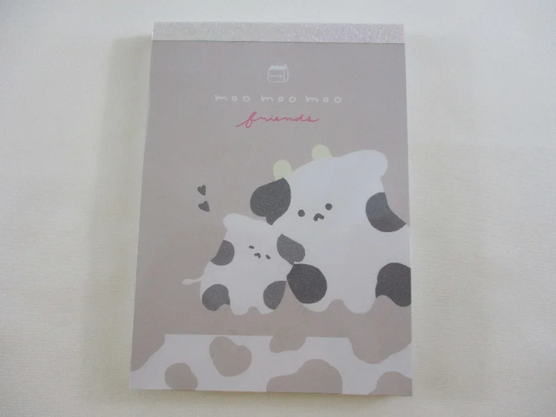 Cute Kawaii Q-Lia Dear Moo Moo Cow 4 x 6 Inch Notepad / Memo Pad - B - Stationery Designer Paper Collection