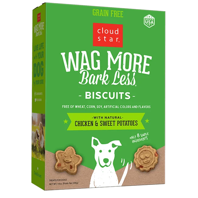 Cloud Star Wag More Bark Less Grain Free Oven Baked Dog Treats with Chicken & Sweet Potatoes, 14oz