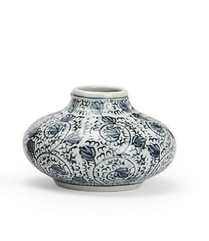 Two's Company :   Extra Small Black and White Hand-Painted Vase - Porcelain