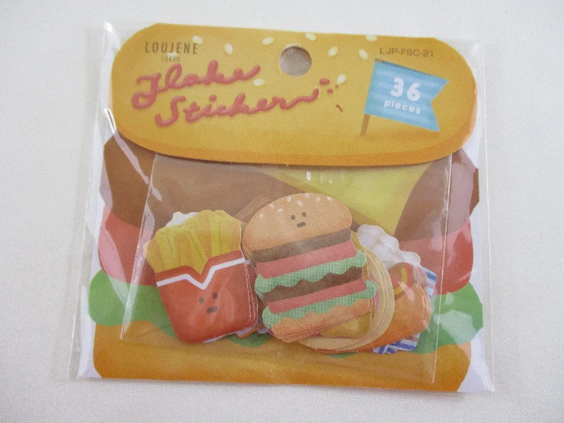 Cute Kawaii Loujene Burger Fast Food Stickers Flake Sack - for Journal Planner Craft Scrapbook Collectible