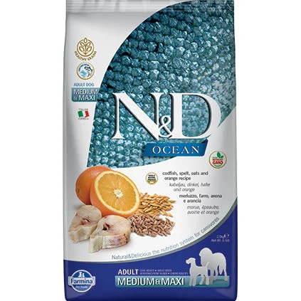 Farmina N&D Ocean Codfish & Orange Ancestral Grain Medium & Maxi Adult Dry Dog Food