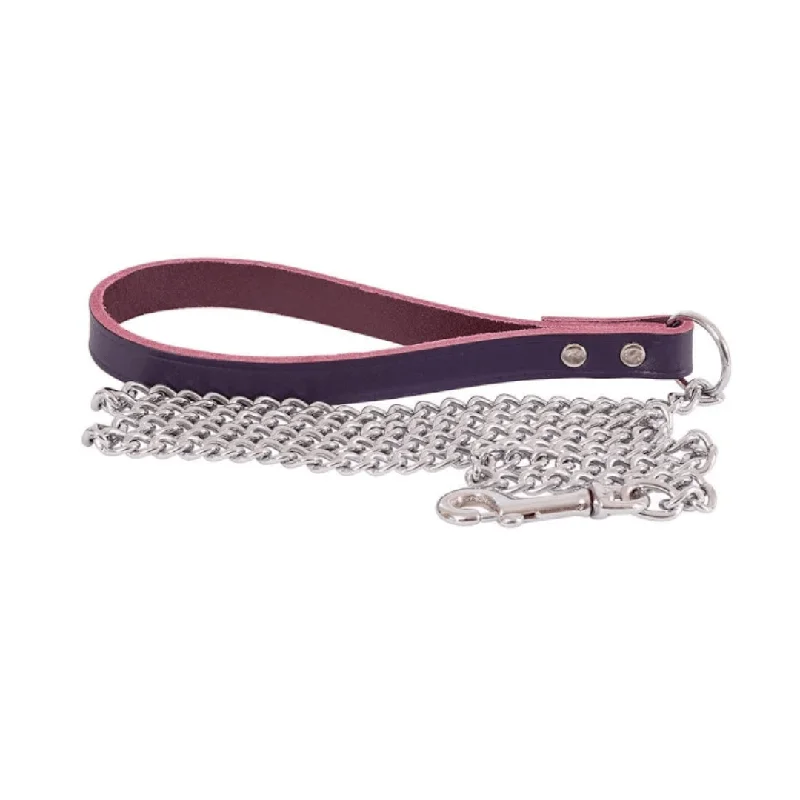 Beau Pets – Chain Lead with Leather Handle – Purple