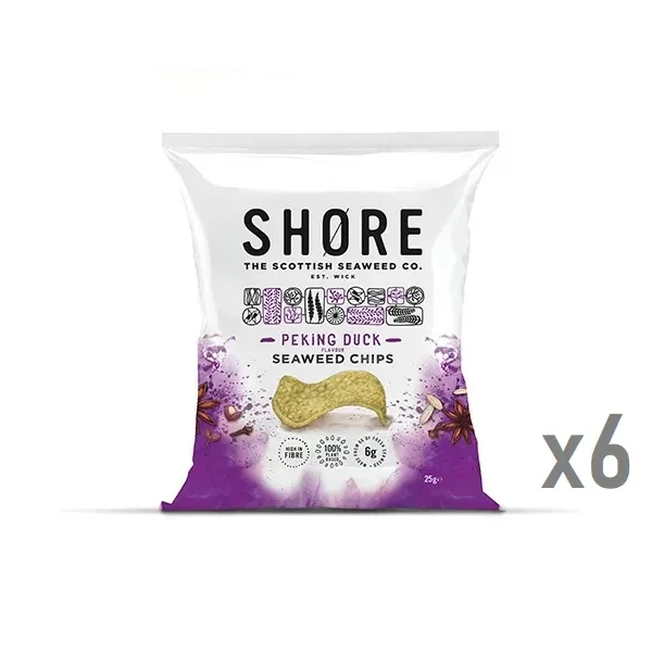 Shore Peking Duck Flavour Seaweed Chips 6x25g