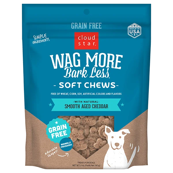 Cloud Star Wag More Bark Less Grain Free Soft & Chewy Dog Treats with Smooth Aged Cheddar, 7oz