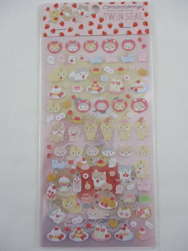 Cute Kawaii San-X CorocorocoroNya Cat Strawberry Sticker Sheet Set 2021 - B - for Planner Journal Scrapbook Craft