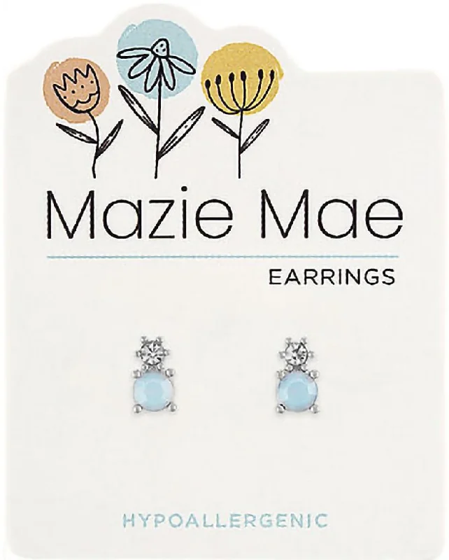 Center Court: Silver CZ & White Opal Double Stone Stud Mazie Mae Earring