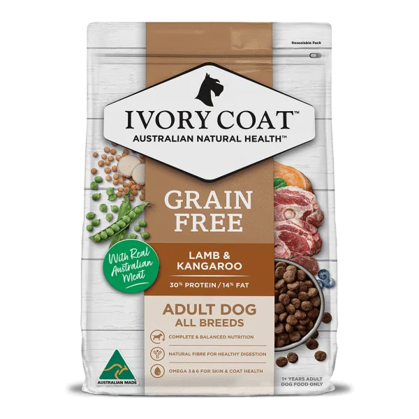 Ivory Coat – Adult Dog – GRAIN FREE – Lamb & Kangaroo