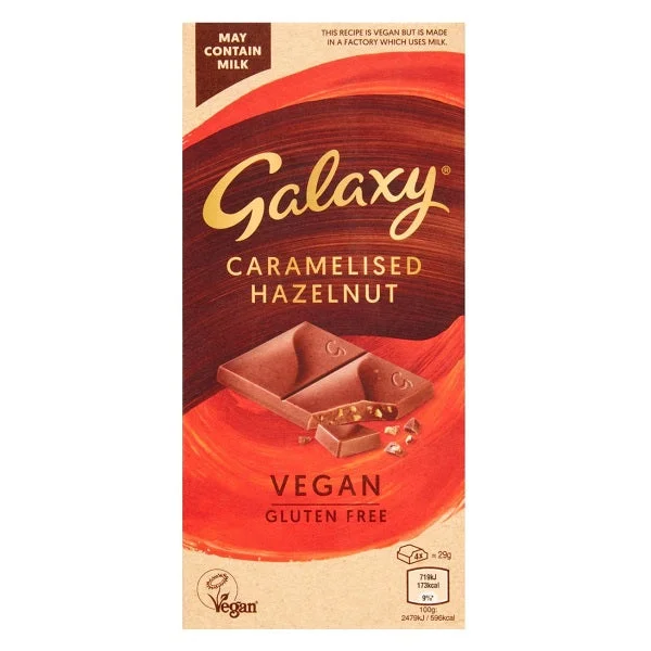 Galaxy Vegan Caramelised Hazelnut Chocolate Bar 100g