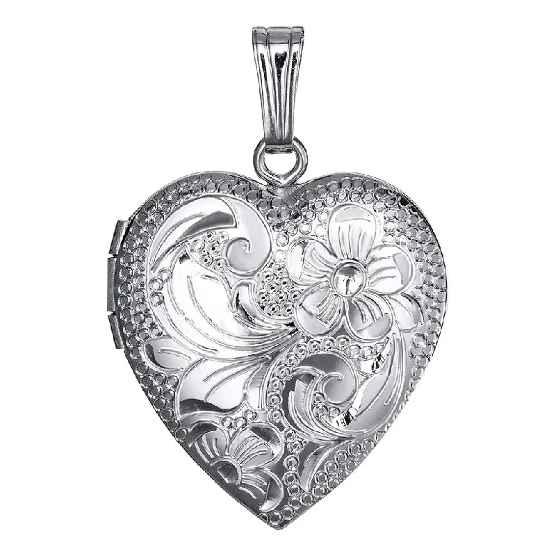 LeStage® Cape Cod : Sterling Silver Floral Heart Locket