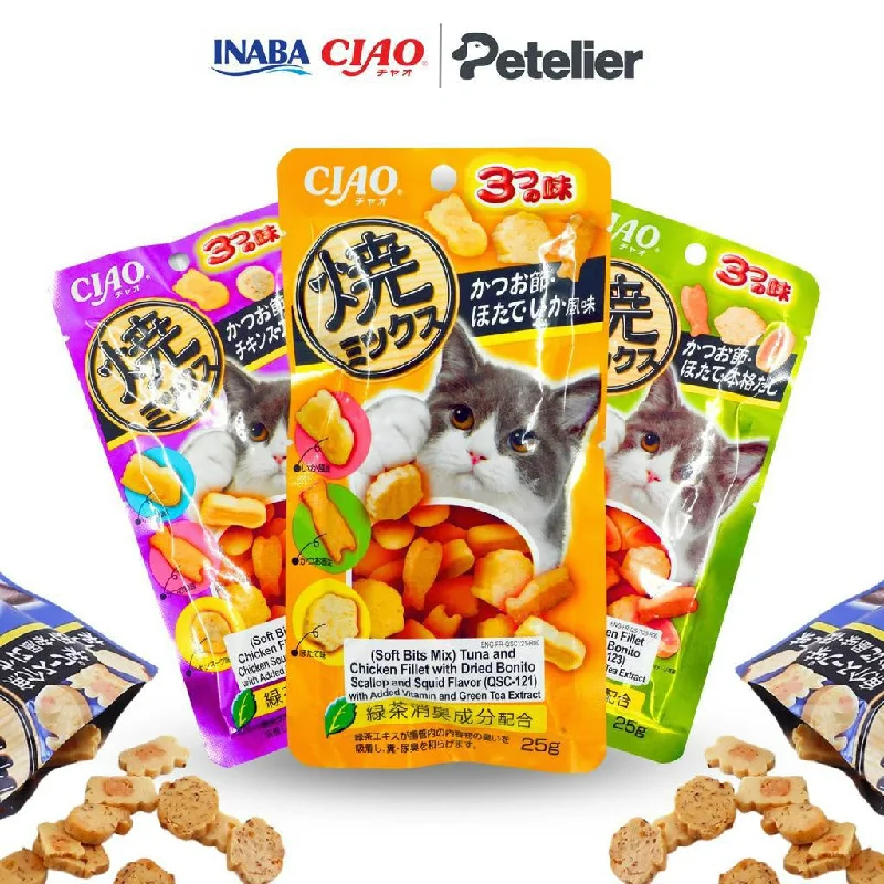 Inaba Soft Bits Mix Chewy Cat Treats Chicken and Tuna Fillet 25g Pouch Ciao