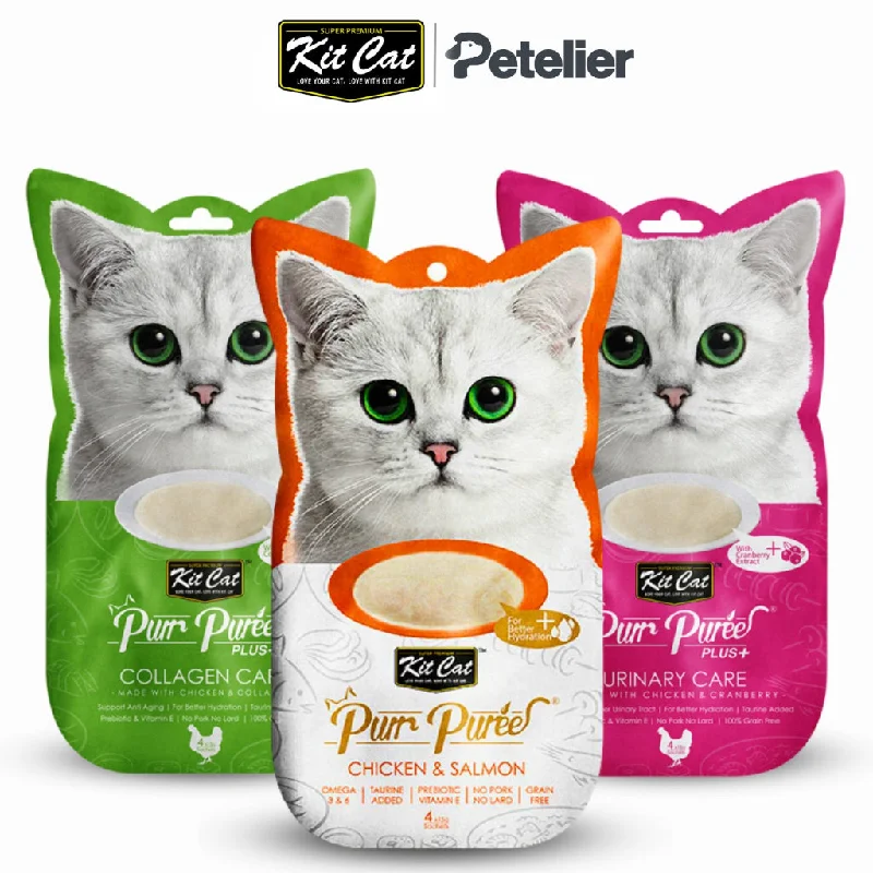 Kit Cat Purr Puree Plus Wet Cat Treats (4x15g) Grain-Free KitCat