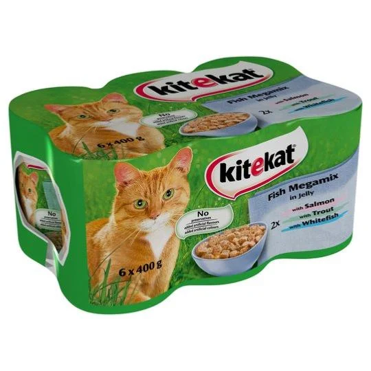 Kitekat Fish Megamix In Jelly Cat Food Tins - 6 X 400g